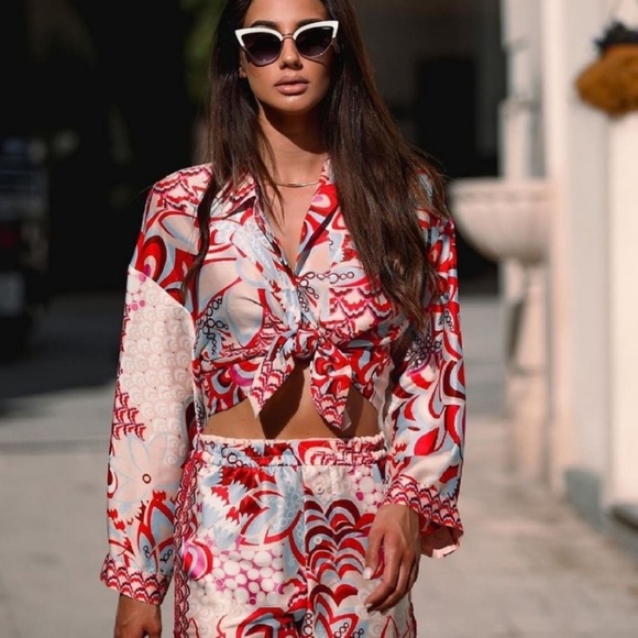 ZARA BNWT Flowy Print Shirt + Scarf - Picture 3 of 9